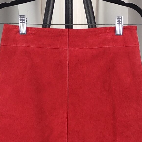 Express Women's Red Leather Skirt. Size 3/4 - Picture 2 of 8